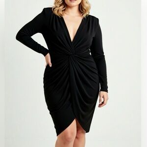 FASHION QUEEN-Mania Black long-sleeve mini dress 3XL
